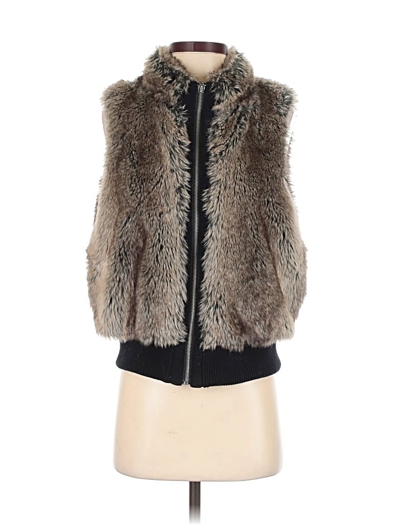 Pre-owned Copper Key Faux Fur Vest In Gray