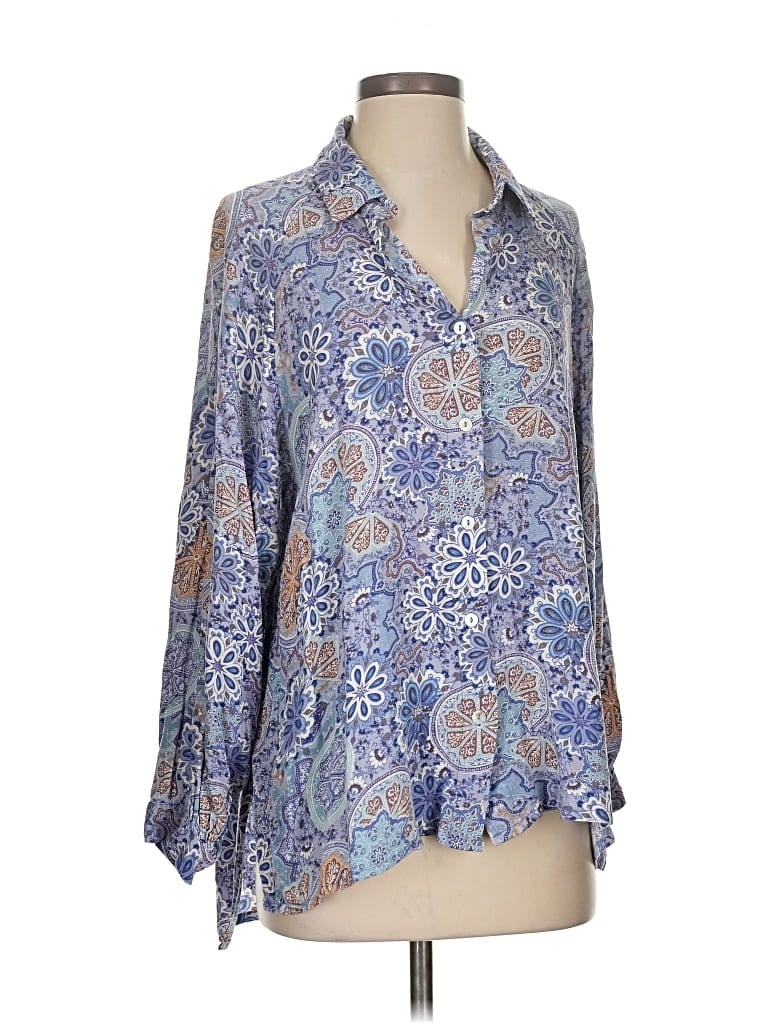 Pre-owned Millibon 3/4 Sleeve Blouse In Blue