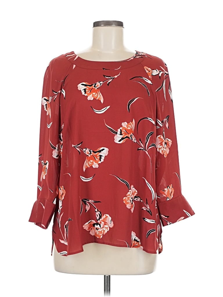 Pre-owned Daniel Rainn 3/4 Sleeve Blouse In Red