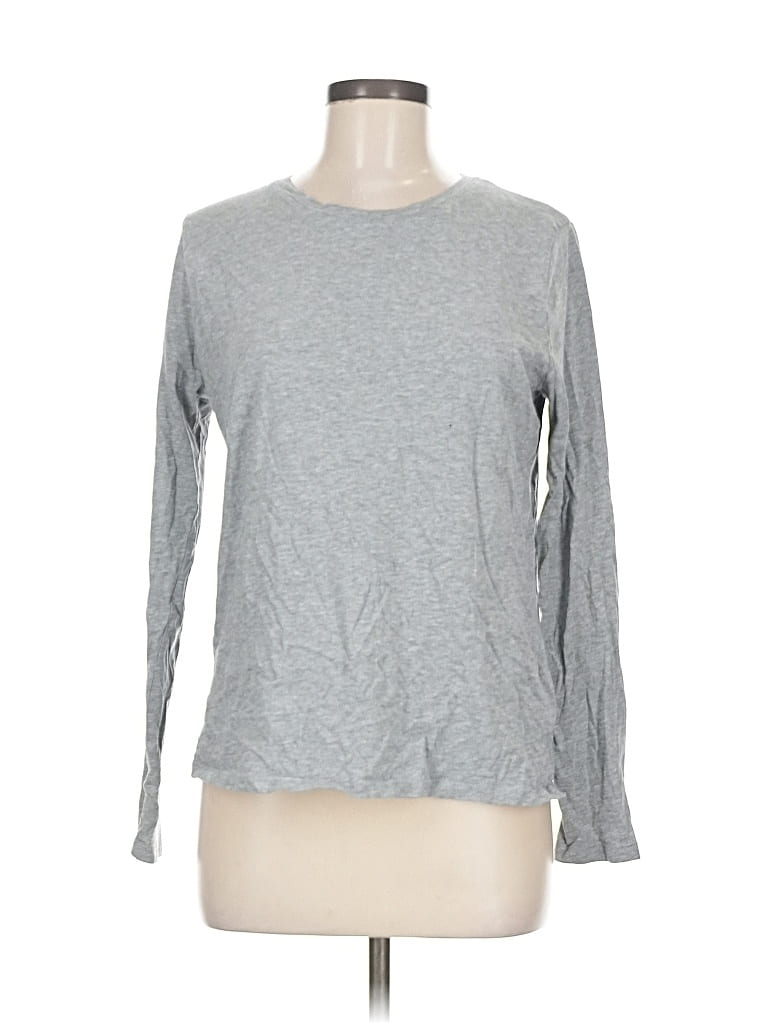 Pre-owned Time And Tru Long Sleeve T-shirt In Gray