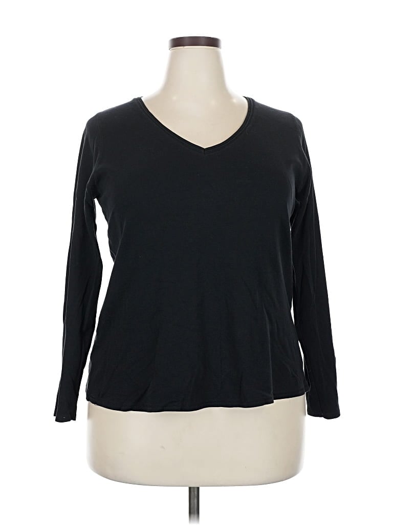 Pre-owned Lane Bryant 3/4 Sleeve T-shirt In Black