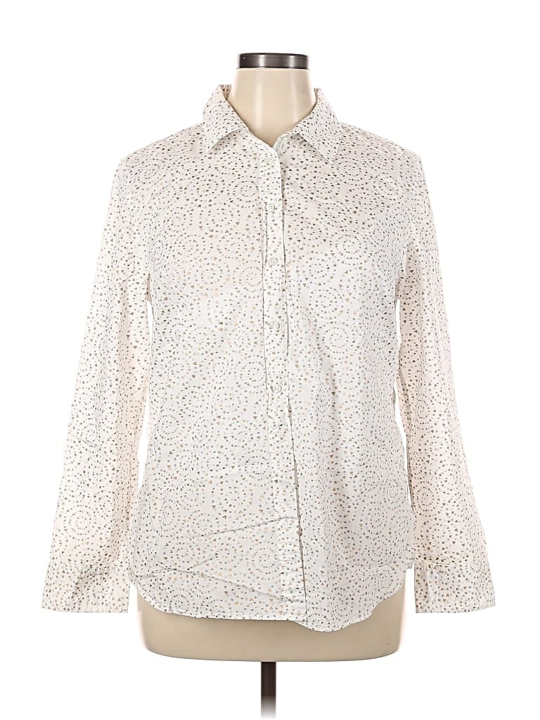 Pre-owned Talbots Long Sleeve Button Down Shirt In White