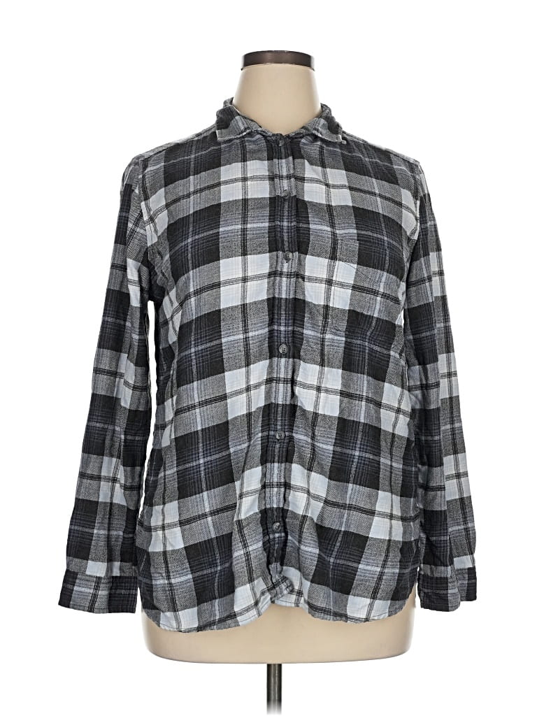 Pre-owned American Eagle Outfitters Long Sleeve Button Down Shirt In Gray