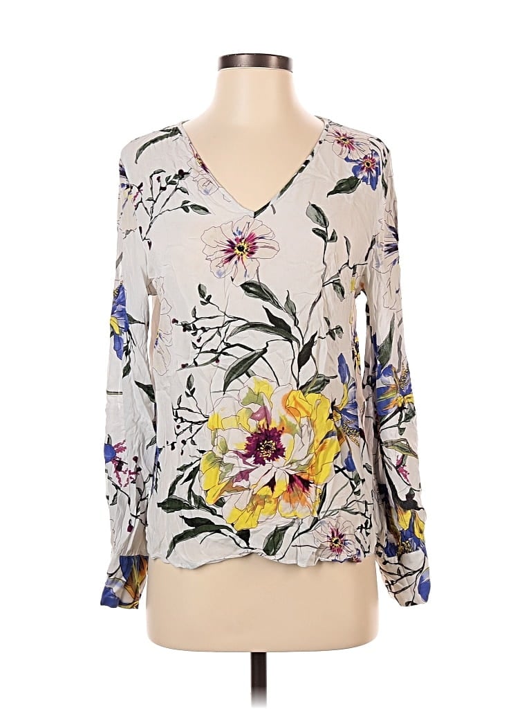 Pre-owned Banana Republic Long Sleeve Blouse In Gray