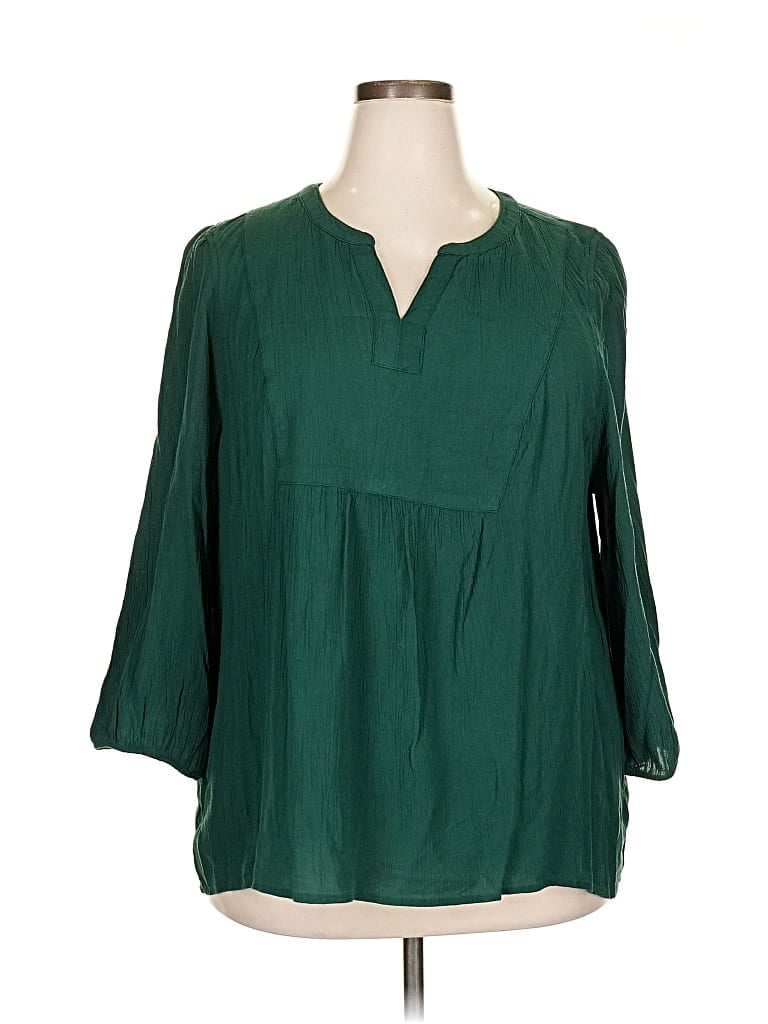 Pre-owned Croft & Barrow 3/4 Sleeve Blouse In Green