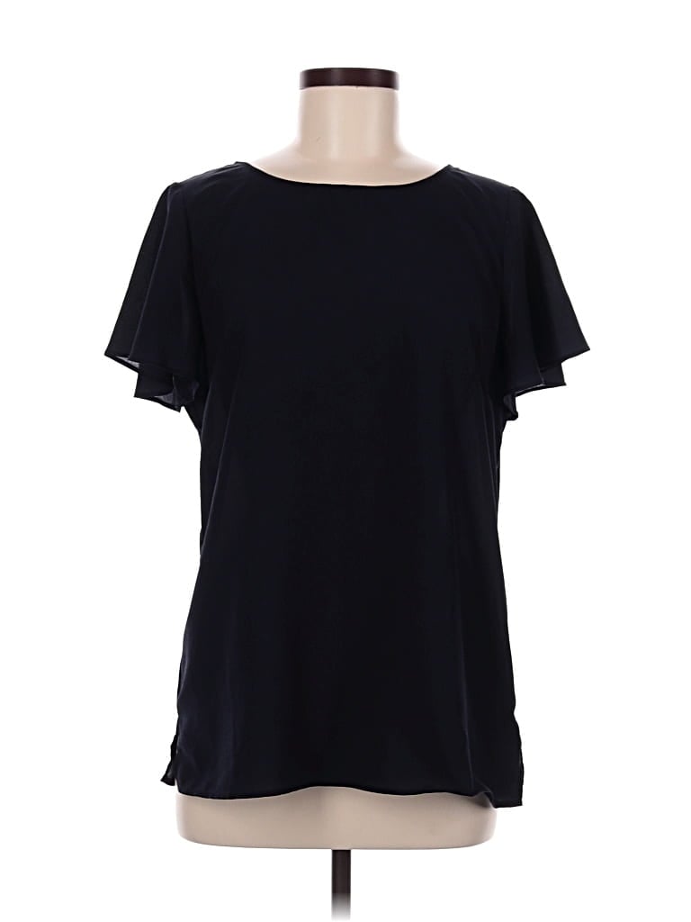 Pre-owned Talbots Short Sleeve Top Black Crew Neck Tops