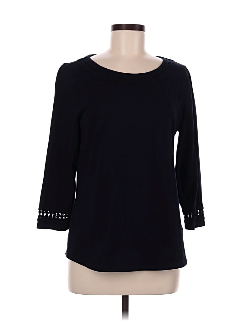 Pre-owned Talbots 3/4 Sleeve Top Black Boatneck Tops