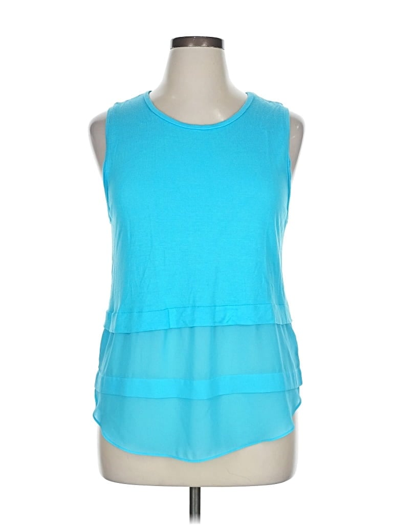 Pre-owned Michael Michael Kors Sleeveless Top Teal Scoop Neck Tops In Blue