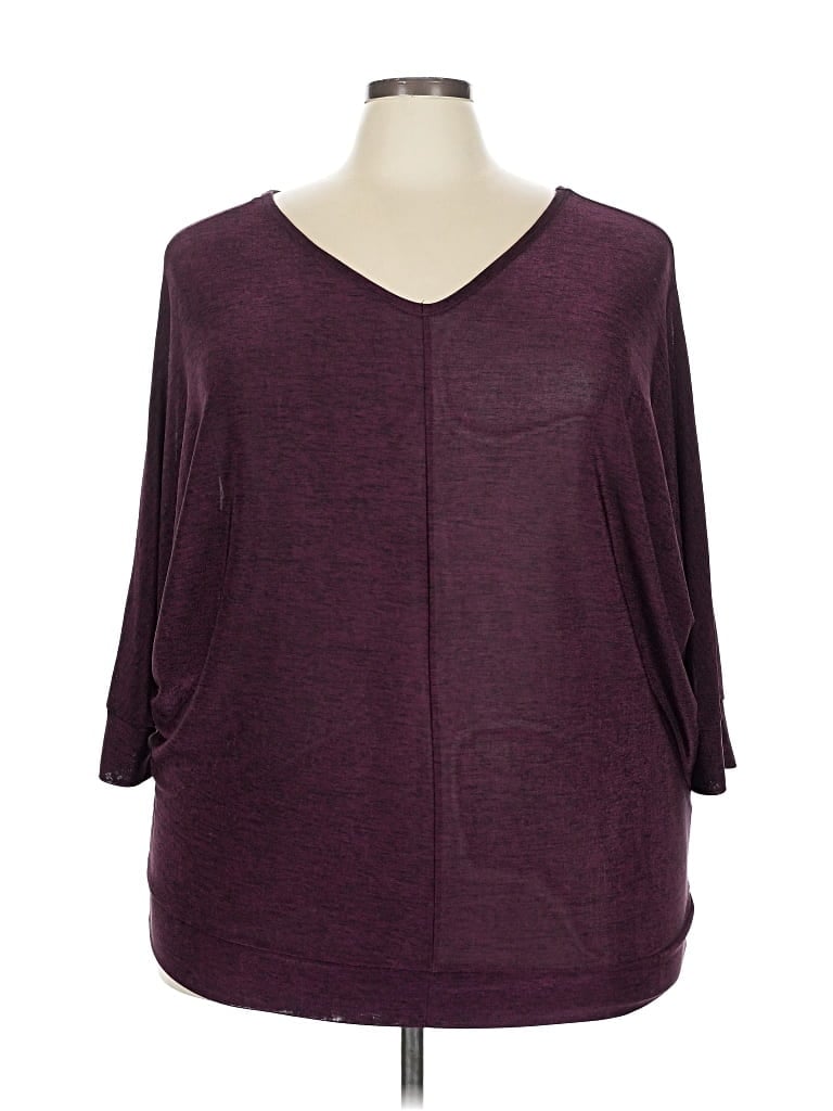 Pre-owned Lane Bryant 3/4 Sleeve T-shirt In Burgundy