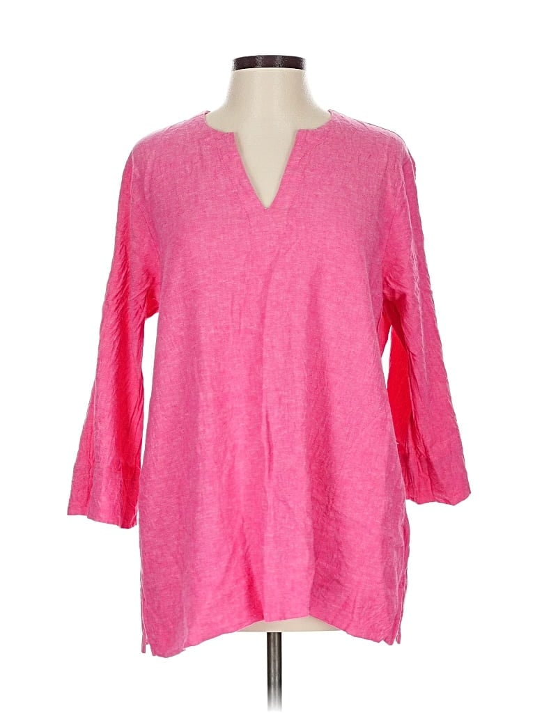 Pre-owned Lands' End 3/4 Sleeve Blouse In Pink