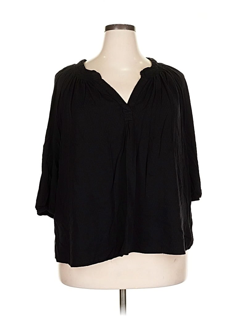 Pre-owned Crown & Ivy 3/4 Sleeve Blouse In Black