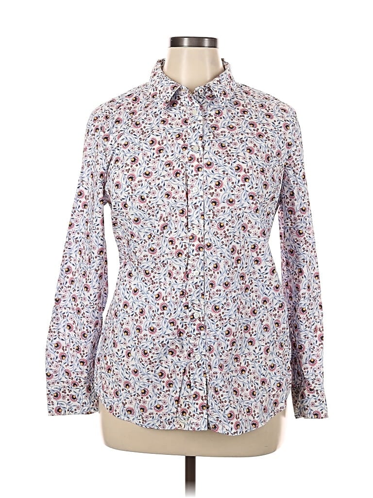 Pre-owned Talbots Long Sleeve Button Down Shirt In White