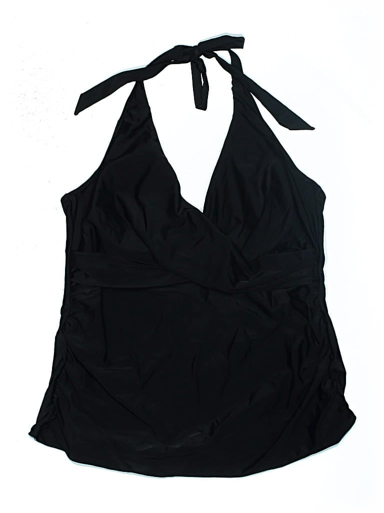 Pre-owned Hilor Swimsuit Top Black Solid Pattern Swimwear