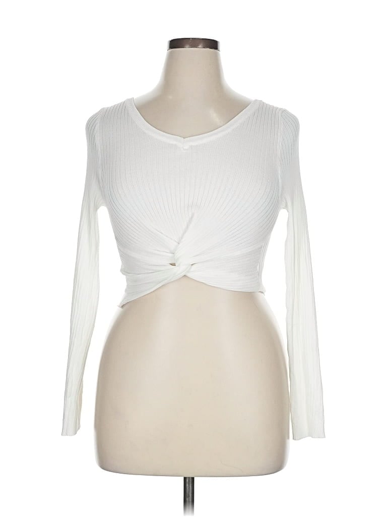 Pre-owned Shein Long Sleeve Top Ivory Sweetheart Neckline Tops In White