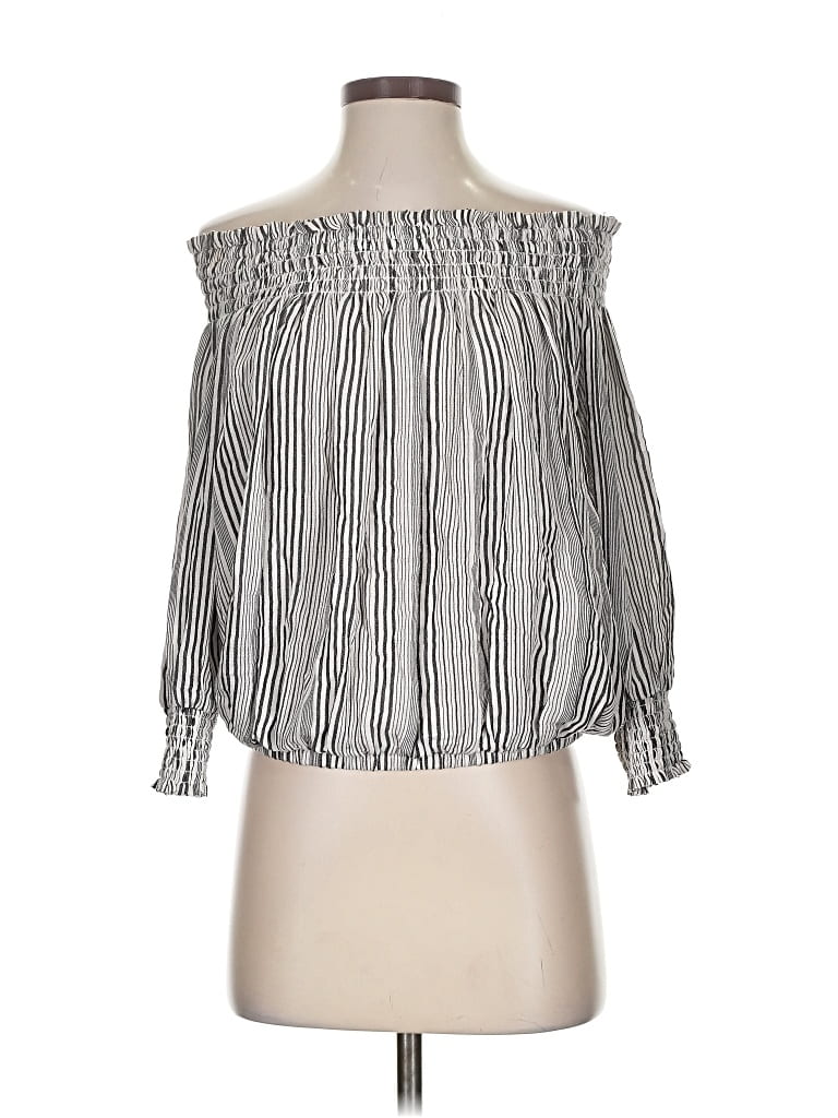 Pre-owned Evereve 3/4 Sleeve Blouse In Gray