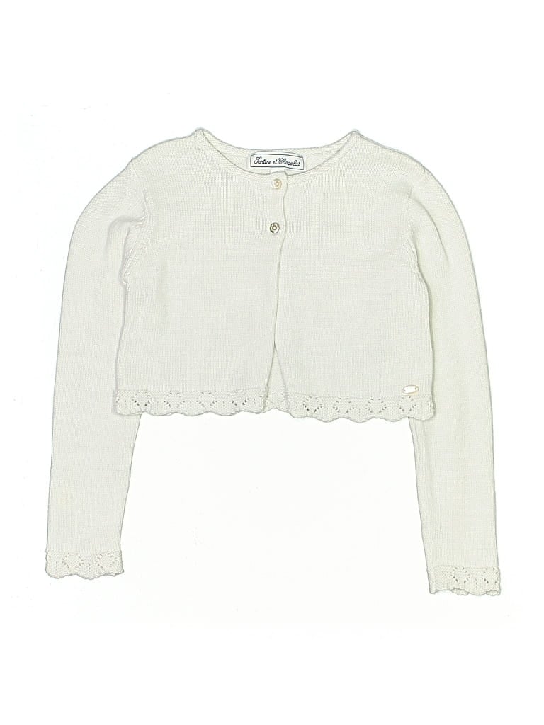 Pre-owned Tartine Et Chocolat Kids' Cardigan Sweater In White