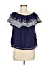 Solitaire 100% Rayon Blue Short Sleeve Blouse Size M - photo 1