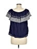 Solitaire 100% Rayon Blue Short Sleeve Blouse Size M - photo 2