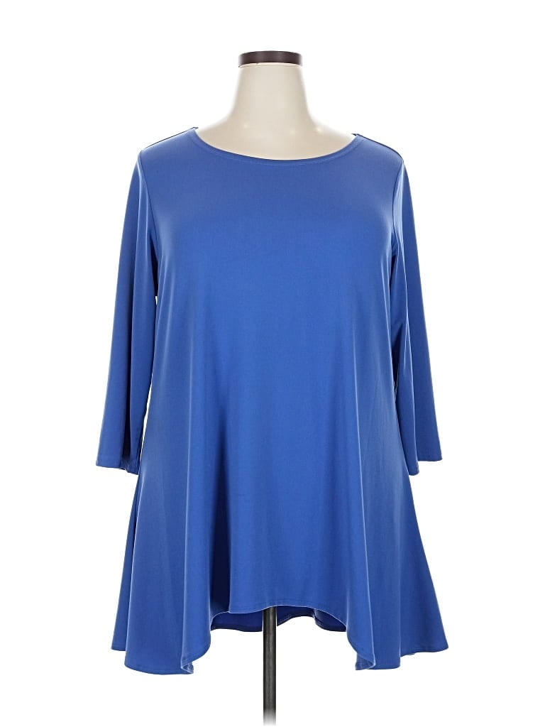 Pre-owned Alfani 3/4 Sleeve Top Blue Boatneck Tops