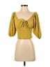 Backyard Roses Yellow 3/4 Sleeve Blouse Size S - photo 1