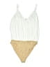 WAYF 100% Polyester Ivory Bodysuit Size L - photo 1