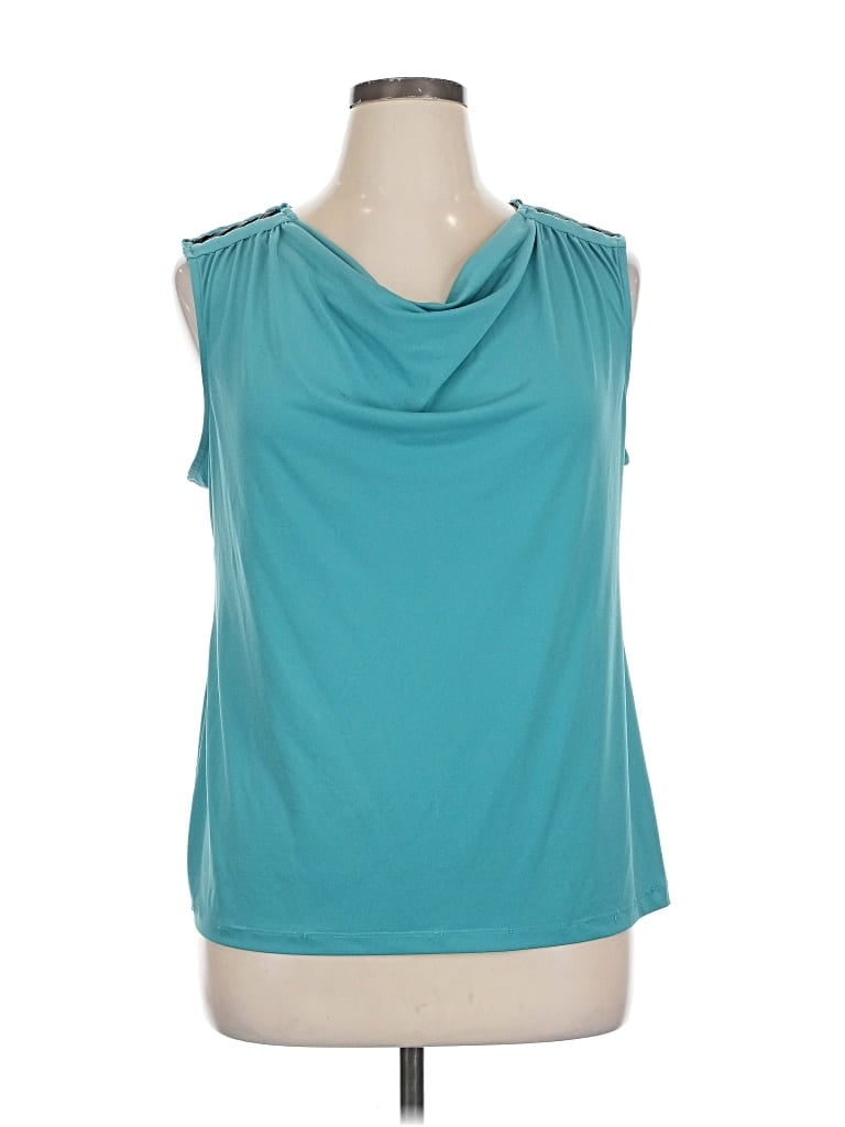 Pre-owned George Sleeveless Top Teal Cowl Neck Tops In Blue