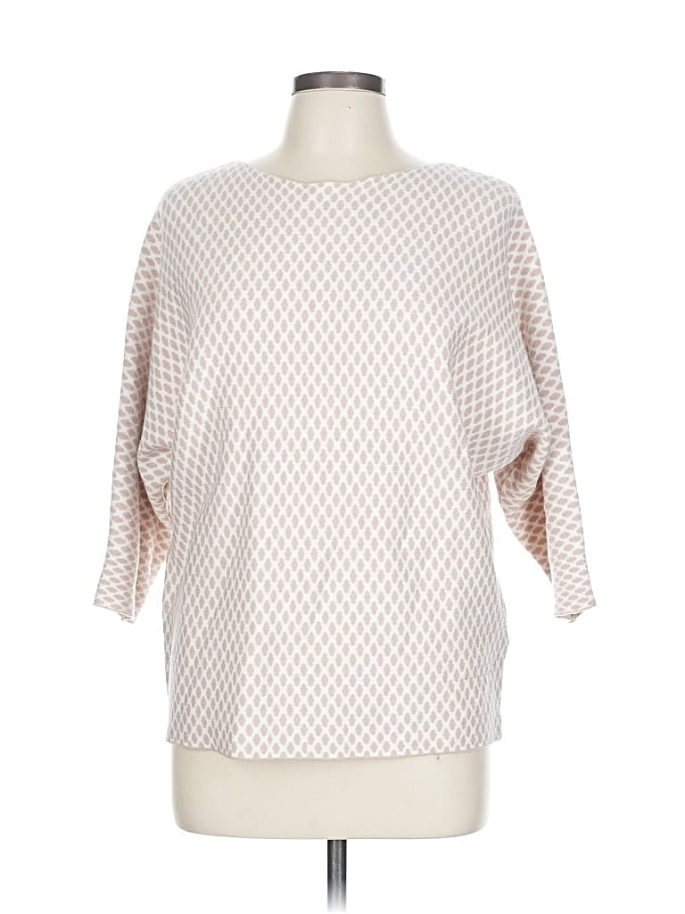 Pre-owned Sioni 3/4 Sleeve Top Tan Boatneck Tops In Brown