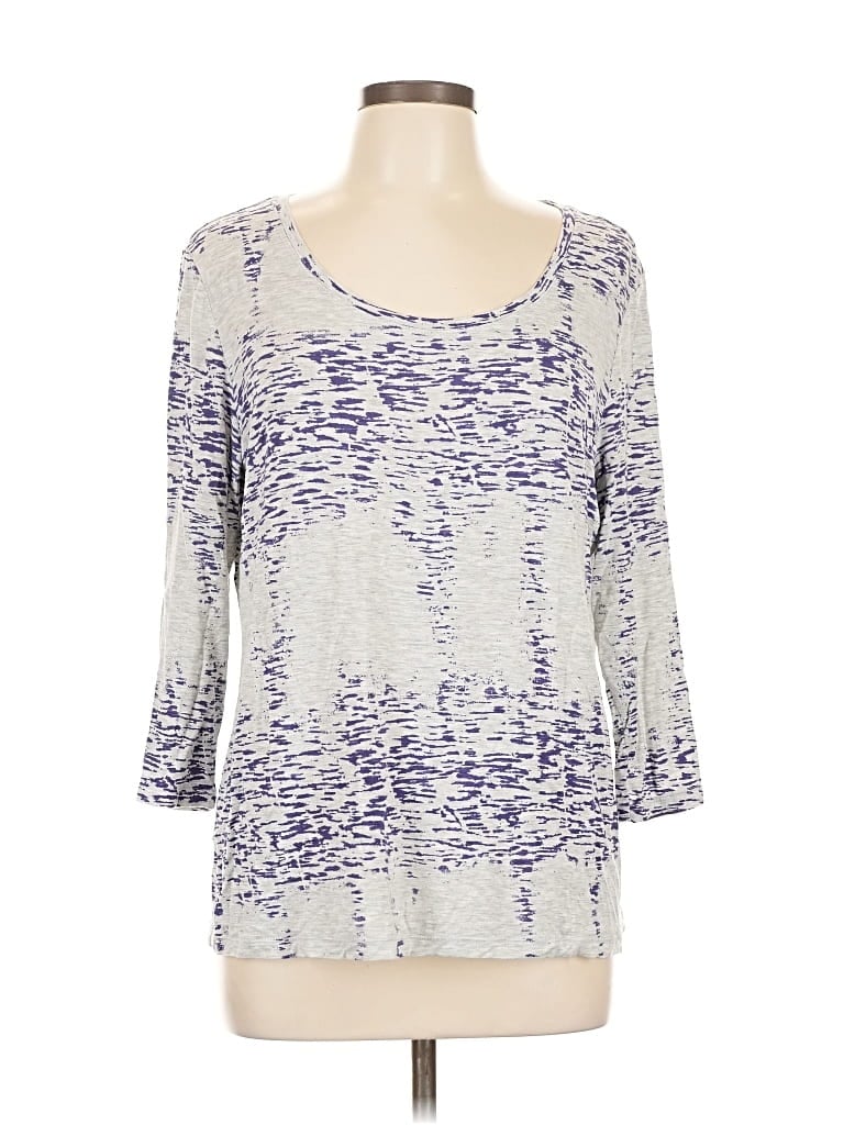 Pre-owned Zenergy By Chico's 3/4 Sleeve T-shirt In Blue