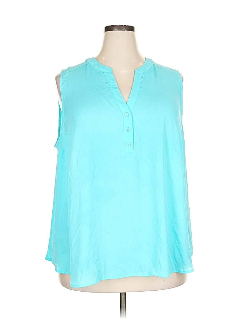 Pre-owned Lane Bryant Sleeveless Blouse In Blue
