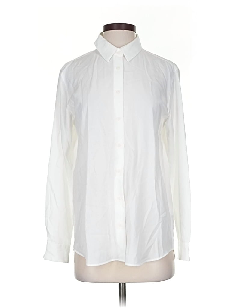 Pre-owned Uniqlo Long Sleeve Button Down Shirt In White