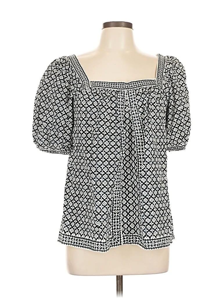 Pre-owned Max Studio Short Sleeve Blouse In Black