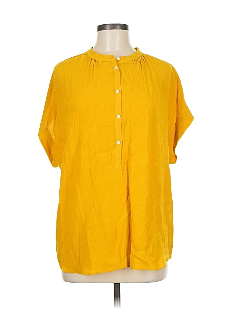 Pre-owned Point Sur Short Sleeve Blouse In Yellow