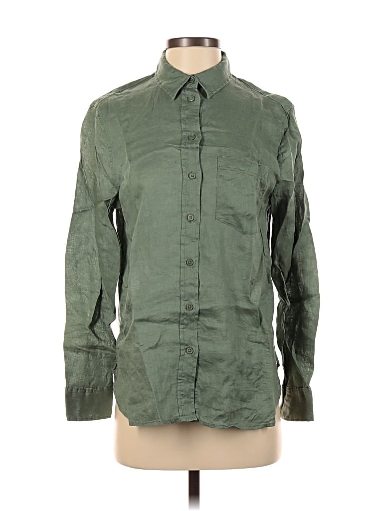 Pre-owned H&m Long Sleeve Button Down Shirt In Green