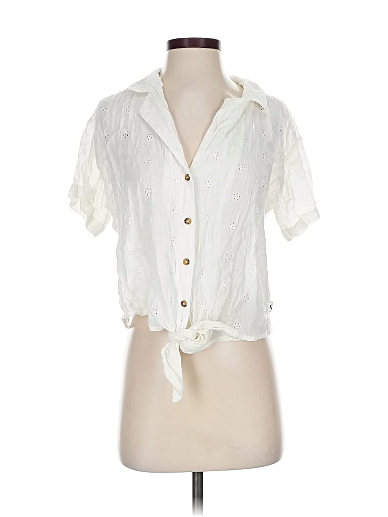 Pre-owned Hollister Short Sleeve Blouse In White