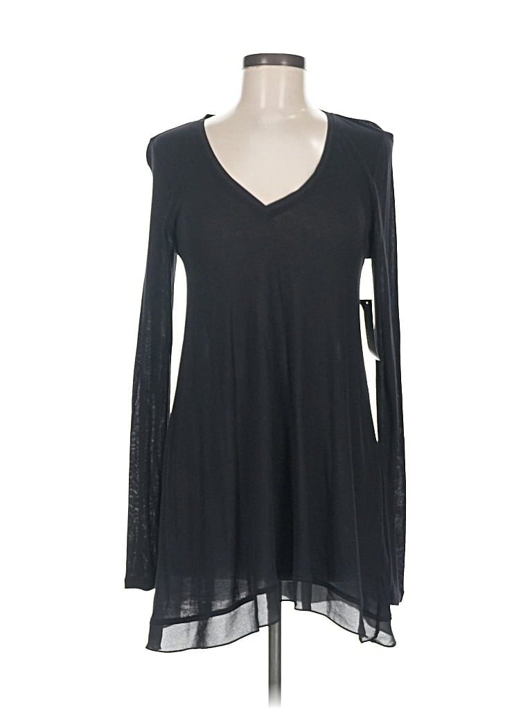 A.n.a. A New Approach Long Sleeve Top Black Plunge Neckline Tops In Black