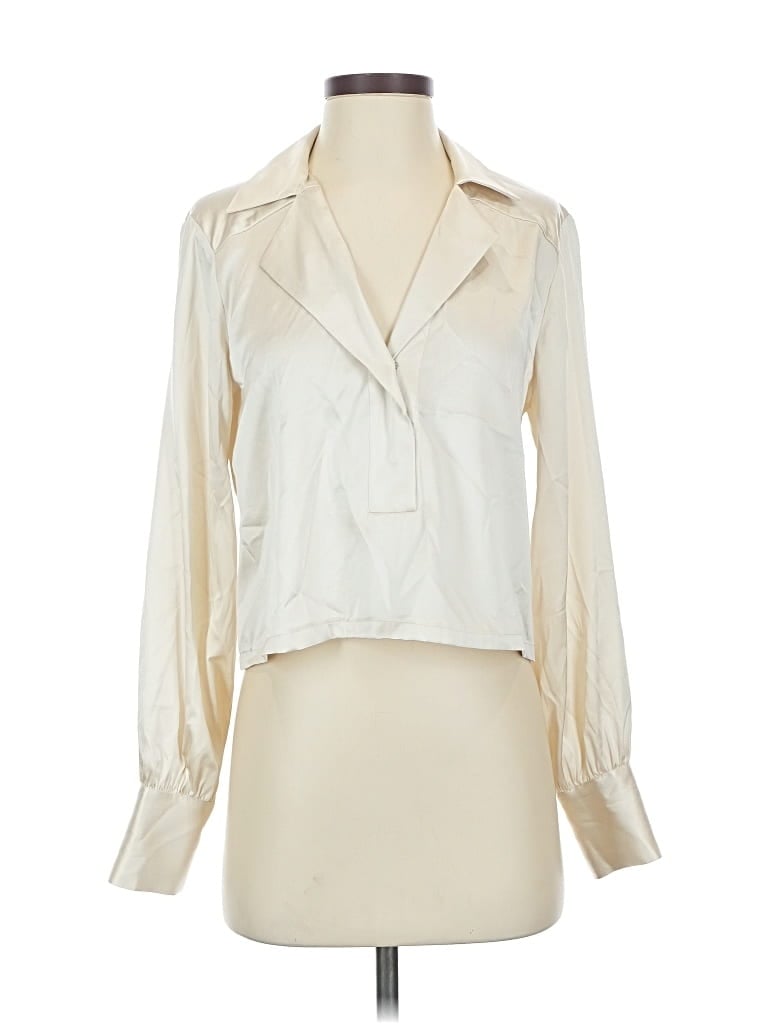 Pre-owned Antonio Melani Long Sleeve Blouse In White