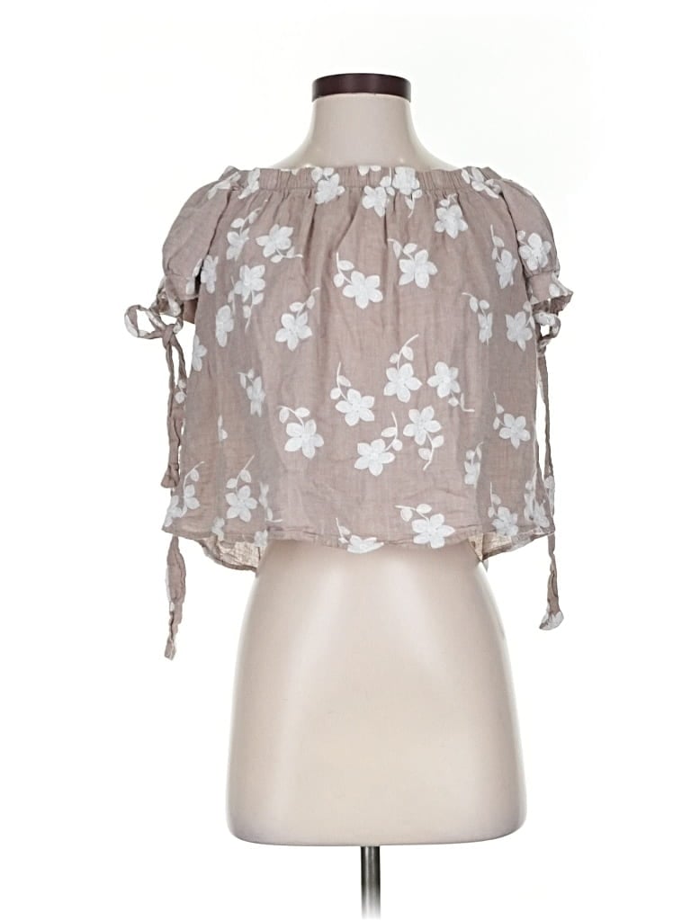 Pre-owned Altar'd State Short Sleeve Blouse In Gray