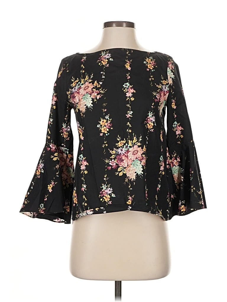 Pre-owned Alice And Olivia Alice + Olivia 3/4 Sleeve Blouse In Black