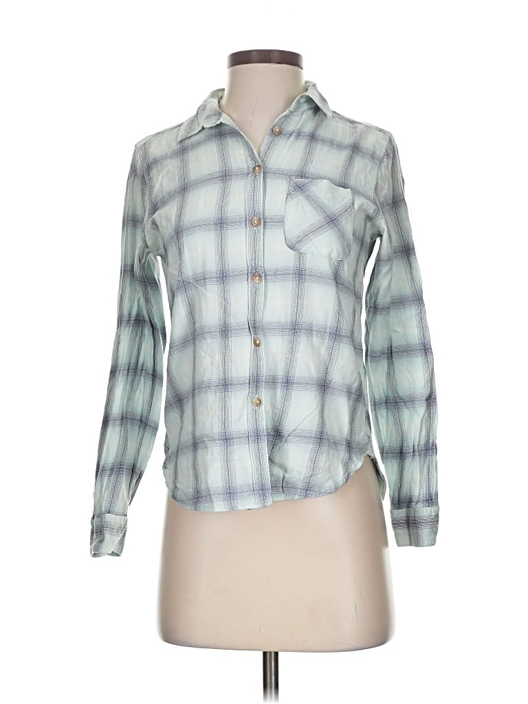 Pre-owned American Eagle Outfitters Long Sleeve Button Down Shirt In Green