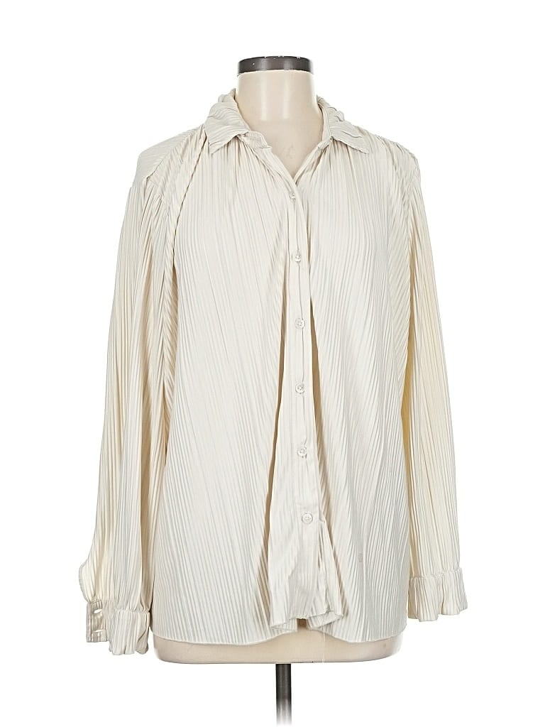 Pre-owned L*space Long Sleeve Blouse In White