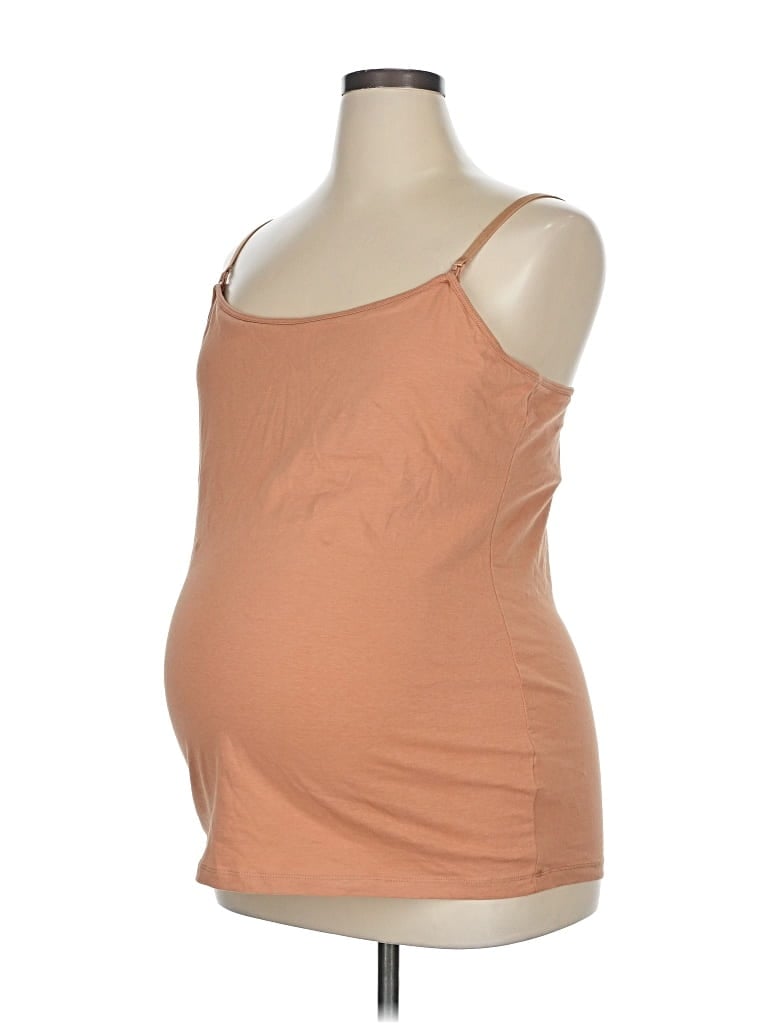 Pre-owned Motherhood Tank Top Tan Solid Pattern Square Neckline Tops In Brown