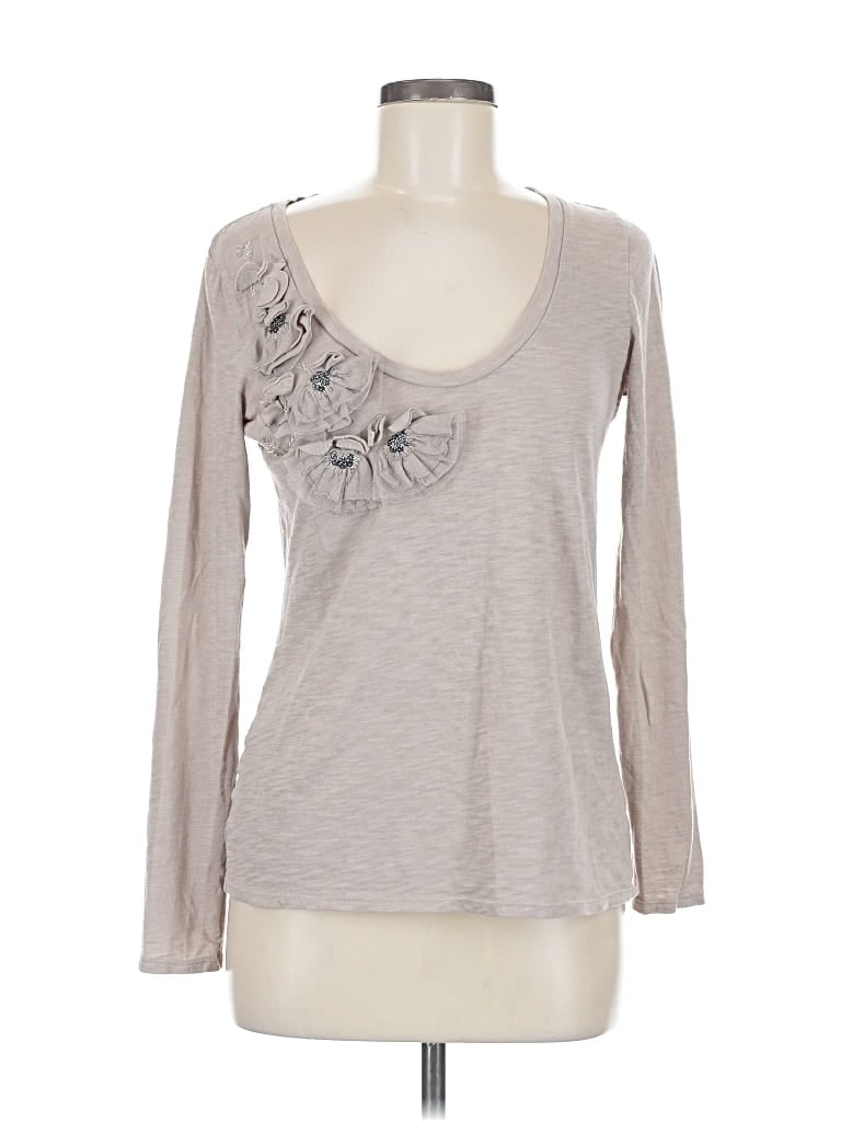 MODA INTERNATIONAL Pre-owned Long Sleeve Top Gray Sweetheart Neckline Tops