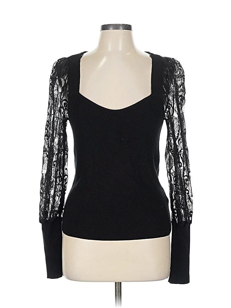 By Anthropologie Long Sleeve Top Black Sweetheart Neckline Tops