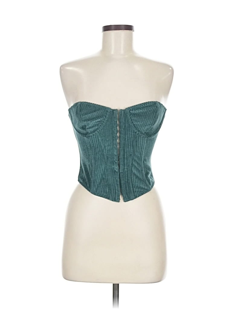 Pre-owned Out From Under Tube Top Teal Strapless Neckline Tops In Blue