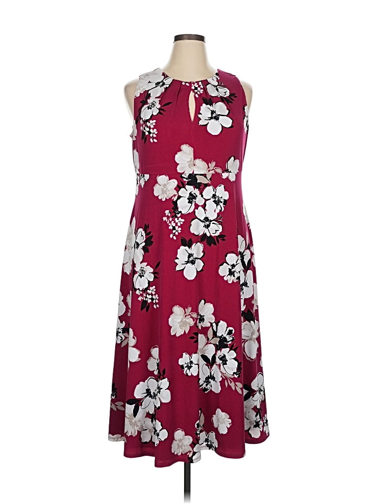 Pre-owned London Times Casual Dress In Burgundy