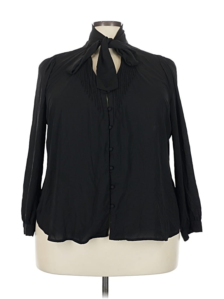 Pre-owned J.crew 365 Long Sleeve Blouse In Black