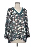 Jade 100% Polyester Teal Long Sleeve Blouse Size M - photo 1