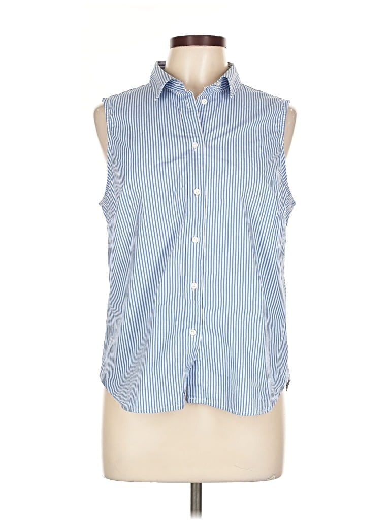 Pre-owned J.crew Factory Store Sleeveless Button Down Shirt In Blue