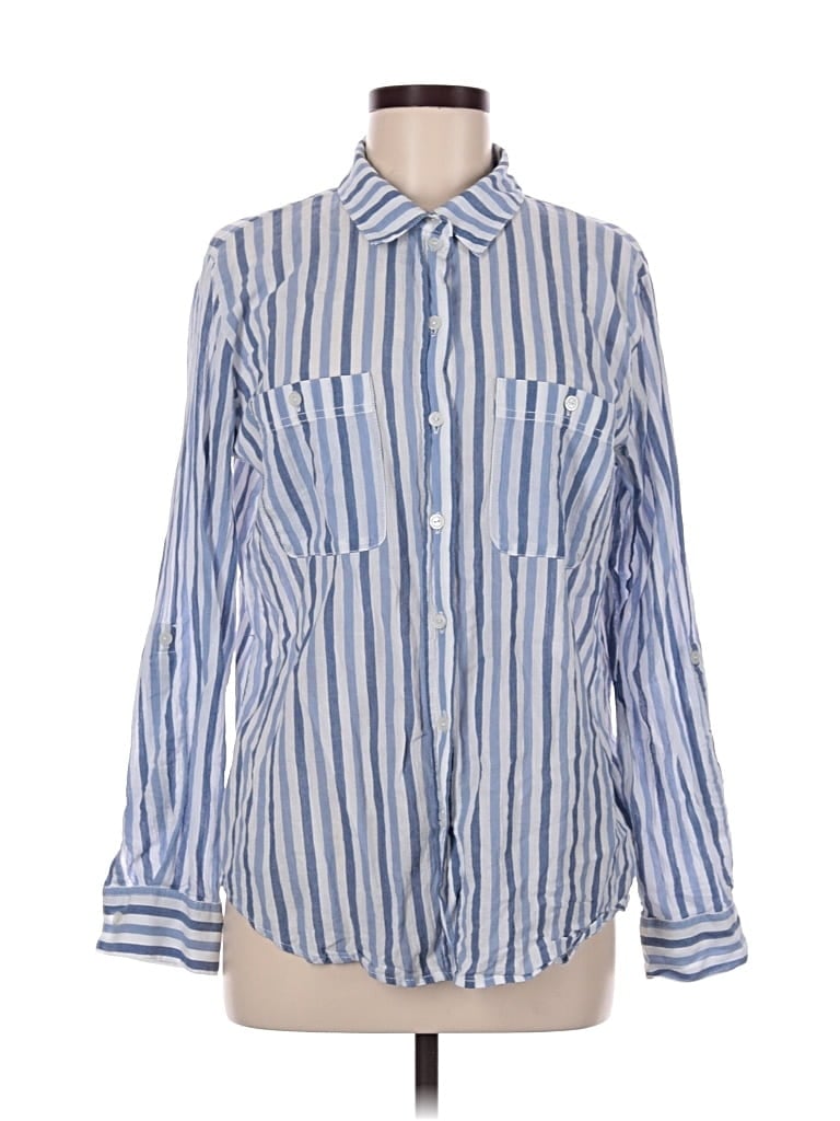 Pre-owned Sanctuary Long Sleeve Button Down Shirt In Blue