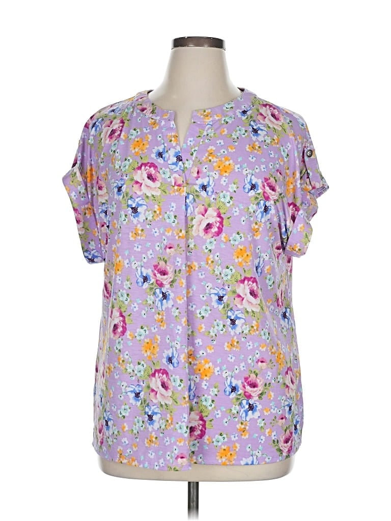 Pre-owned Dear Scarlett Short Sleeve Blouse In Purple
